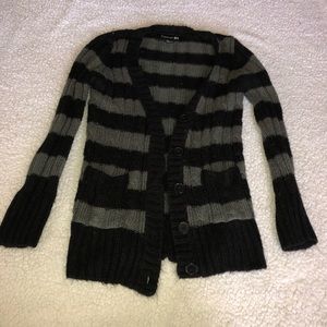Forever 21 black/grey striped cardigan